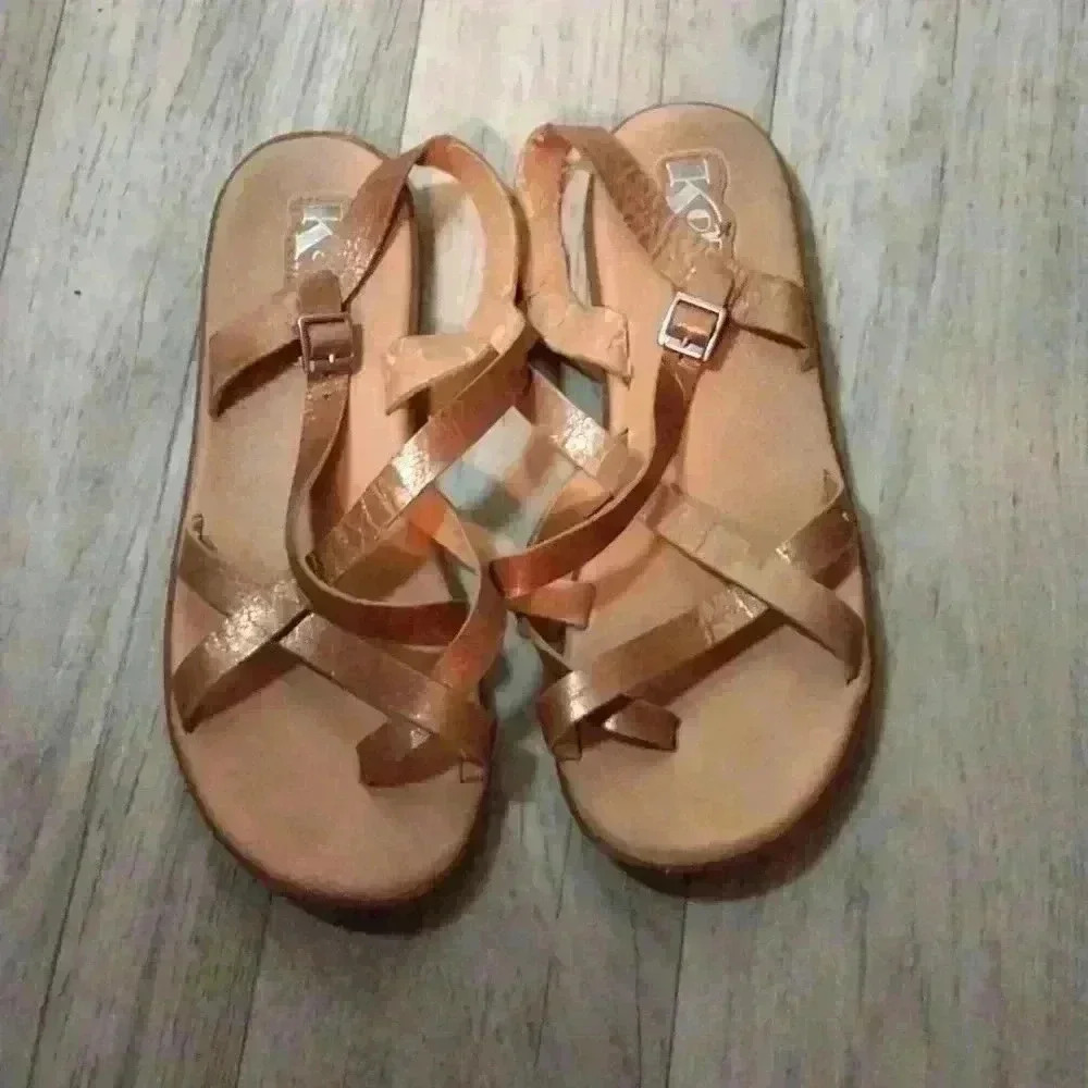 Korks  Felicity Slingback Flat Thong Strappy Sandals Size 8